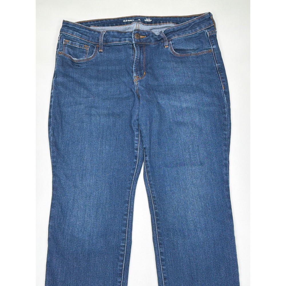 Old Navy Mid Rise Straight Leg Dark Wash Denim Jeans Women Size‎ 14